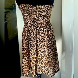 Animal Print Strapless Smock Dress